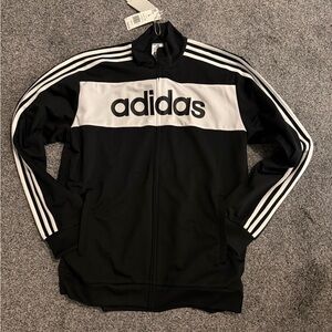 Adidas Men's Black and White Track Jacket